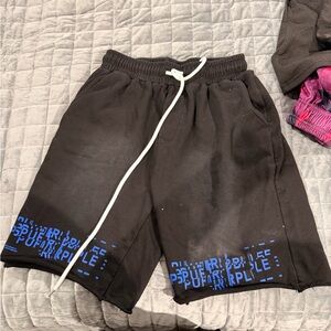 PURPLE BRAND Black Shorts with Blue Graphic